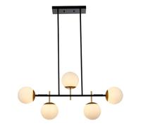 CONERY Lámpara Colgante de Isla de Cocina Moderna, 5 Luces, luz Colgante de Mediados de Siglo con Pantalla de Cristal de Globo, lámpara Colgante de Techo de Granja Industrial