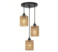 CONERY Lámpara colgante rústica de ratán de 15 cm, estilo rústico, de cuerda de cáñamo tejida a mano, con altura ajustable para dormitorio, sala de estar, rincón de lectura e isla de cocina (1/3 de lu