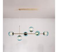 CONERY Lámpara de araña moderna de 6 luces, lámpara colgante de cristal con forma de globo, altura ajustable, lámpara de techo grande de mediados de siglo E27 para isla de cocina