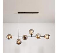 CONERY Lámpara de araña moderna de 6 luces, lámpara colgante de cristal con forma de globo, altura ajustable, lámpara de techo grande de mediados de siglo E27 para isla de cocina