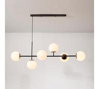 CONERY Lámpara de araña moderna de 6 luces, lámpara colgante de cristal con forma de globo, altura ajustable, lámpara de techo grande de mediados de siglo E27 para isla de cocina