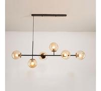 CONERY Lámpara de araña moderna de 6 luces, lámpara colgante de cristal con forma de globo, altura ajustable, lámpara de techo grande de mediados de siglo E27 para isla de cocina