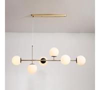 CONERY Lámpara de araña moderna de 6 luces, lámpara colgante de cristal con forma de globo, altura ajustable, lámpara de techo grande de mediados de siglo E27 para isla de cocina