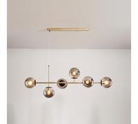 CONERY Lámpara de araña moderna de 6 luces, lámpara colgante de cristal con forma de globo, altura ajustable, lámpara de techo grande de mediados de siglo E27 para isla de cocina