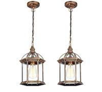 CONERY Luces Colgantes al Aire Libre Vintage Linterna Colgante de Aluminio Industrial Impermeable Luz Colgante de Techo de Granja de Bronce frotado para Pasillo de Porche