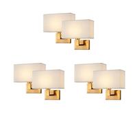 CONERY Paquete de 2 apliques de pared de tela suave, lámpara de montaje en pared, lámpara de noche, lámpara de pared de hierro antioxidante, aplique de pared para sala de estar y dormitorio