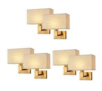 CONERY Paquete de 2 apliques de pared de tela suave, lámpara de montaje en pared, lámpara de noche, lámpara de pared de hierro antioxidante, aplique de pared para sala de estar y dormitorio