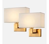 CONERY Paquete de 2 apliques de pared de tela suave, lámpara de montaje en pared, lámpara de noche, lámpara de pared de hierro antioxidante, aplique de pared para sala de estar y dormitorio