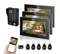 Conexión de 4 hilos ANJIELO SMART Videoportero de 3 unidades, monitor con pantalla táctil de 7' y timbre con cable 1080P