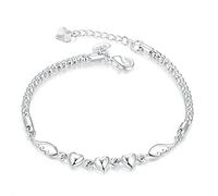 Conexión de cadena ajustable Ángel Wing Heart Charmelet y brazalete para mujeres regalos elegantes