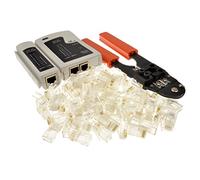 Conexión RJ45 RJ11 Tester con Rizador y 100 x RJ45 Termina Herramienta Kit