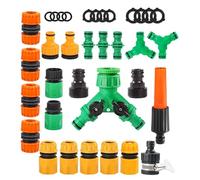 Conexiones para manguera de acoplamiento rápido - 36 conectores rápidos macho y hembra para manguera de jardín, recambios con válvula de parada, lanzas de riego, juntas de jardín, lavado de coche