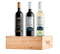 Confección exclusiva "Masi Tupungato" | CORBEC 2019 Rosso di Argentina BIO, PASSO DOBLE 2021 Rosso di Argentina BIO, PASSO BLANCO 2023 Bianco di Argentina BIO | 3x750 ml | Caja de madera
