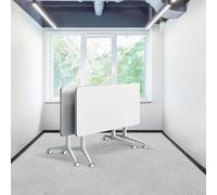 Conference Table, Folding Conference Room Tables Modern White Seminar Desk, Flip Top Mobile Meeting Training Desk with Wheels, with Strong Metal Legs for Home Office Classr