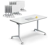 Conference Table, Folding Conference Room Tables Office Desk Flip Top Mobile Meeting Training Desk with Wheels, with Strong Metal Legs for Home Office Classr