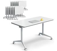 Conference Table, Folding Conference Room Tables Office Desk Flip Top Mobile Meeting Training Desk with Wheels, with Strong Metal Legs for Home Office Classr
