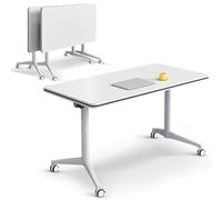 Conference Table, Folding Conference Room Tables Office Desk Flip Top Mobile Meeting Training Desk with Wheels, with Strong Metal Legs for Home Office Classr