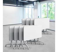 Conference Table, Folding Conference Room Tables with Flip-Top Design, Modern Rectangle Meeting Seminar Desk, Mobile with Wheels for Offices, Classrooms, and Meeting Room