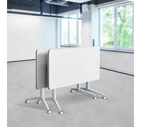 Conference Table, Folding Conference Room Tables with Flip-Top Design, Modern Rectangle Meeting Seminar Desk, Mobile with Wheels for Offices, Classrooms, and Meeting Room