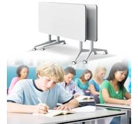 conference table,white office folding Flip Top Mobile Training Desk 47.2"D x 23.6"W x 29.5"H The rounded Desk with wheels is convenient and fast, suitable for office, Meeting Tables(2Pcs )