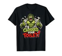 Confesión Divertida de baño I Clogged Your Toilet Camiseta gráfica económica, Hombre, Negro, L