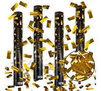 Confeti Cañon oro, RosyFate 4 x Cañones de Confeti 40cm, Tubo de Confeti, Cañones de Confeti para Bodas, Cumpleaños, Baby Showers, Navidad, Fiestas, Carnavales