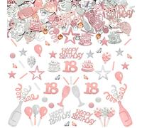 Confeti cumpleaños 18,18 oro rosa confetii plateado,confetiis número,18 de mesa,18 cumpleaño aniversario decoraciones,18 happy birthday