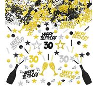 Confeti cumpleaños 30,30 Negro y dorado confetii plateado,confetiis número,30 confeties de mesa,30 cumpleaño aniversario decoraciones,30 happy birthday