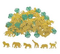 Confeti de animales de la selva, con temática Safari, confeti, dorado, brillante, zoom, para baby shower, niños, fiesta de cumpleaños, favores