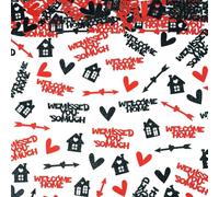 Confeti de bienvenida a casa, purpurina We Missed You So Much, corazones, dispersos de mesa de casa, corazones rojos y negros para bienvenida, regreso a casa, inauguración de la casa y fiesta de