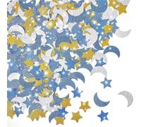 Confeti de estrella y, confeti de lentejuelas para bodas, cumpleaños, baby showers, fiestas de y estrella, ramadán, decoraciones Mubarak (azul oscuro, azul claro, oro, plata) 400pcsstar