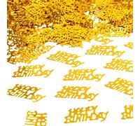 Confeti de feliz cumpleaños, 56 g, chispas de papel de aluminio metálico dorado, decoraciones de fiesta para mesas de cumpleaños, tarjetas, invitaciones, bolsas de regalo y decoración de celebración