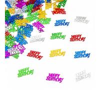 Confeti de feliz cumpleaños de 56 g, multicolor metálico para mesa, decoraciones de fiesta para mesas de cumpleaños, tarjetas, invitaciones, bolsas de regalo y decoración de celebración