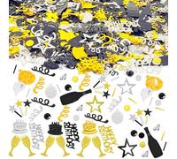 Confeti de feliz cumpleaños, negro, dorado y plateado, 30 g, lentejuelas metálicas con purpurina, confeti de aniversario, confeti brillante, para hombres, mujeres, niños, niñas, él, ella, decoración