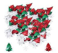 Confeti de Feliz Navidad, Confeti de Navidad 60 G Confeti de Decoración Árbol de Navidad Dentado y Copos de Nieve Blancos Set Confeti de Navidad para Manualidades para Decoración