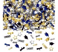 Confeti de graduación con purpurina dorada, negra y azul, suministros de decoración para estudiantes, decoraciones de fiesta doradas, negras y azules