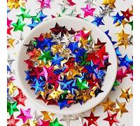 Confeti de lentejuelas 3D con purpurina de 10 g, 15 mm, estrellas metálicas para coser vestidos, decoraciones de escenario (alrededor de 250 piezas) (colorido)