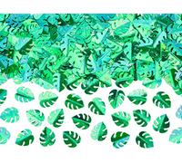 PartyDeco Confeti de mesa hojas tropicales verdes metalizadas 15 g