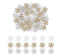 Confeti de Navidad con purpurina, copos de nieve, 600 unidades, diseño de copos de nieve, color plateado y dorado