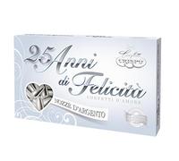 Confeti de plata 25 aniversario - Caja de regalo de almendras Jordan - importado de Italia, 500 gramos