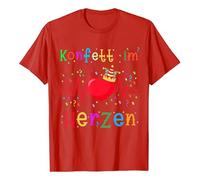 Confeti en camiseta con corazones para hombre, camiseta de manga corta, camiseta de Colonia, disfraz de Colonia, camiseta divertida, camiseta para carnaval, cuello redondo, 01-rojo, S