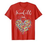 Confeti en camiseta con corazones para hombre, camiseta de manga corta, camiseta de Colonia, disfraz de Colonia, camiseta divertida, camiseta para carnaval, cuello redondo, 04-Red, S