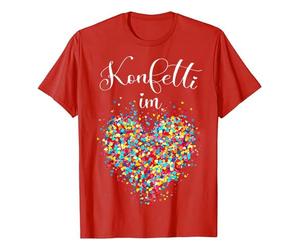 Confeti en camiseta con corazones para hombre, camiseta de manga corta, camiseta de Colonia, disfraz de Colonia, camiseta divertida, camiseta para carnaval, cuello redondo, 04-Red, S