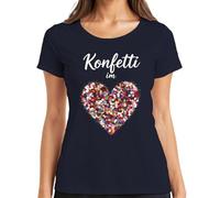 Confeti en el corazón multicolor con forma de corazón, amor, carnaval, carnaval, camiseta para mujer, azul marino, 3XL