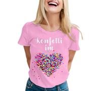 Confeti Im Herzen Shirt Damen Konfetti Kostüm Slim Fit Stretch Stoff weich elegant Basic Shirt Sommer Tops Damen Lustiges PartyEvents Tshirt Casual Bluse Fun Freizeithirts, O rosa., XXL