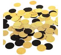 Confeti - Paquete de 800 círculos de confeti con purpurina, 1.2 pulgadas, dorado y negro para decoración de bodas y fiestas (estilo 1)