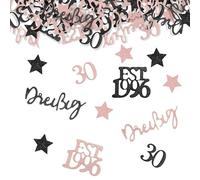 Confeti para decoración de 30 cumpleaños, 150 unidades, confeti con purpurina, decoración para 30 cumpleaños, oro rosa, decoración para 30 cumpleaños, decoración para 30 años, mujeres y hombres