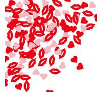 Confeti Para el Día de San Valentín 100 Piezas de Decoraciones Confeti de Labios de Corazón Rojo y Rosa para el Día de San Valentín, Chispas de Labios de Corazón de Amor para Decoraciones