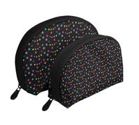 Confeti y Estrellas, Bolsa de Maquillaje de Concha, Monedero pequeño para Mujer, Bolsa de artículos de tocador, Bolsa de cosméticos, 2 Piezas