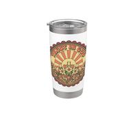 Confía en Dios, fe cristiana, floral, amanecer, retro, bohemio Vaso térmico de acero inoxidable de doble pared